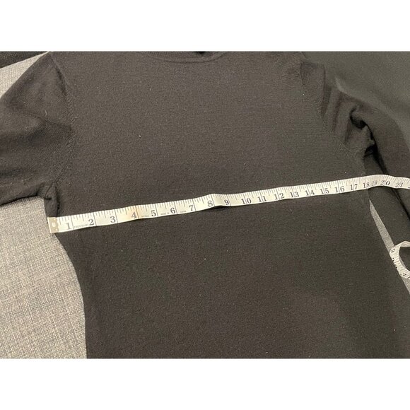 Sanctuary Black Long Sleeve Midi Dress Sz L Draped Side Ruched Stretch High Neck - Picture 7 of 10